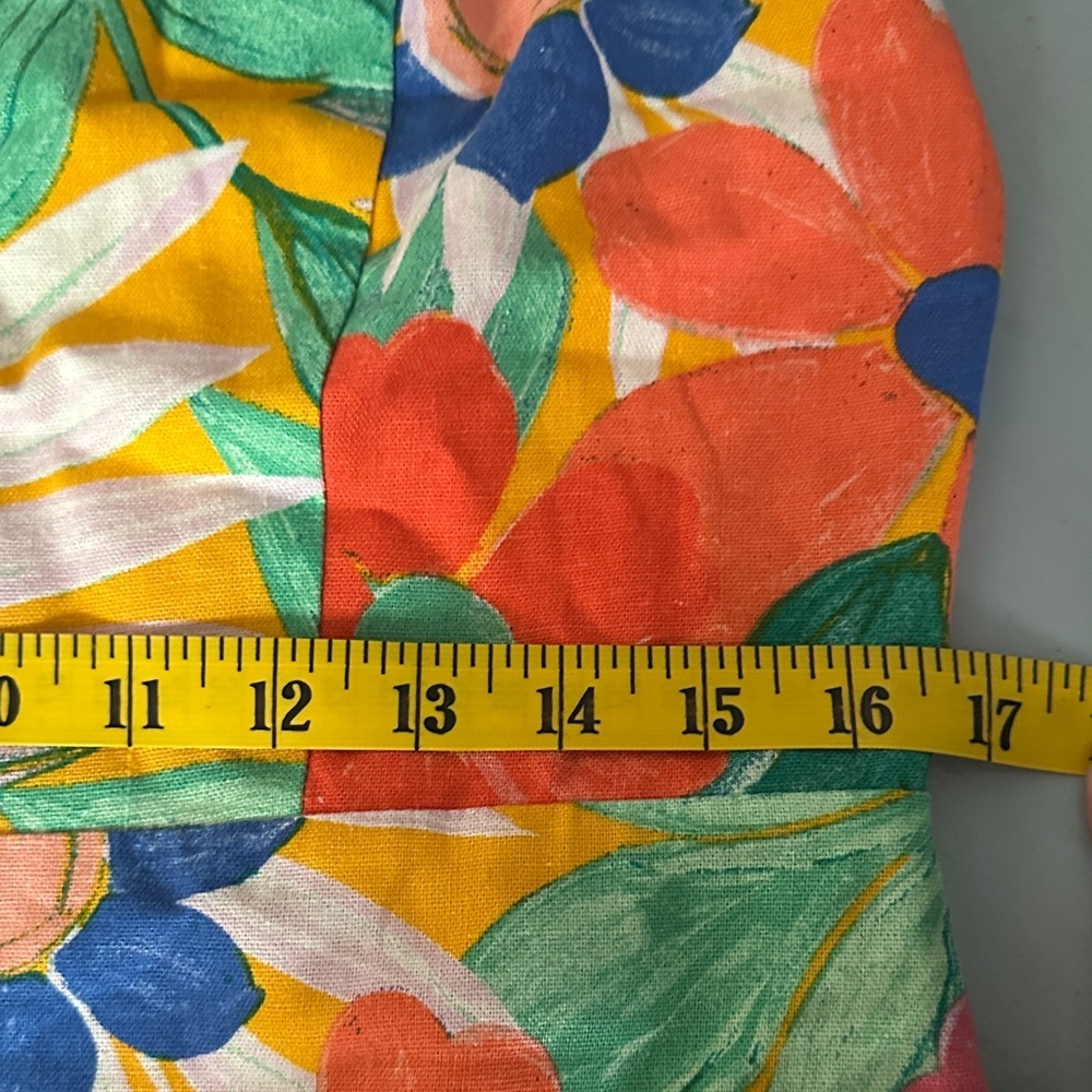 Giani Bini Floral Multicolor Mini Dress Linen Blend XL Tropical Resortwear Beach - Picture 7 of 10